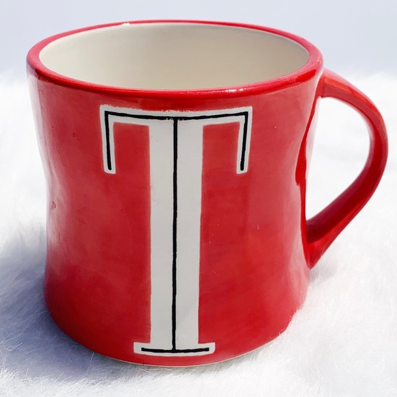 ANTHROPOLOGIE Monogram T Colorway Coffee Cup Mug